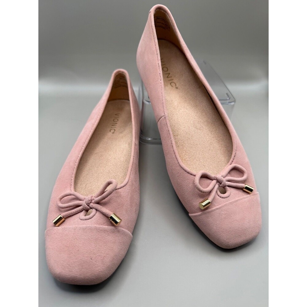 VIONIC Klara Womens Suede Pink Ballet Flats Size 7.5 Slip On Flats Comfort Shoes